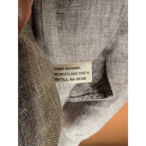 Tommy Bahama Relax Men's 100% Linen Gray/Brown Button Down Shirt - Size L - Picture 10 of 10